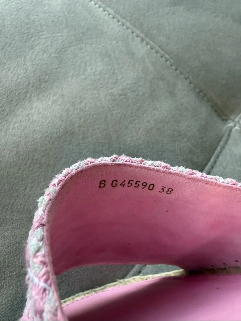 CHANEL Pink Tweed Slide Mules with Gold CC Emblem